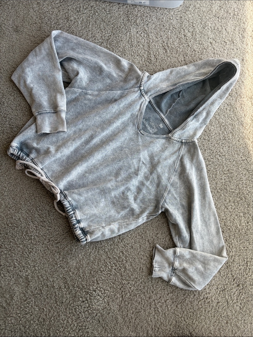 SO Washed Gray V-Neck Hoodie Sweatshirt